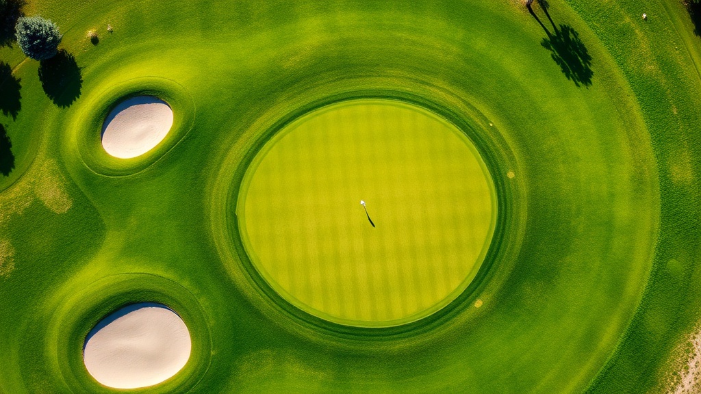 골프 코스의 페어웨이와 그린이 펼쳐진 경기장 전경